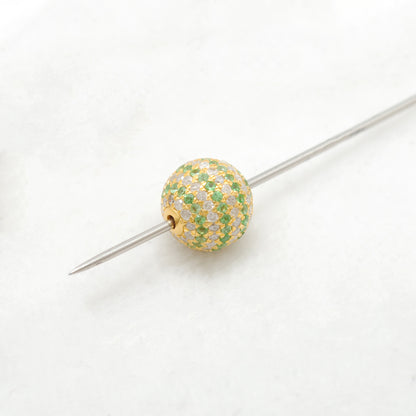 14K Gold Tsavorite Diamond Pavé Ball Spacer Finding – Overhead View