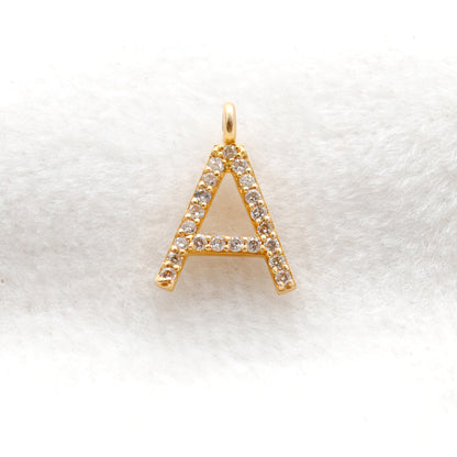 14K Solid Gold Diamond A Initial Charm – Overhead View