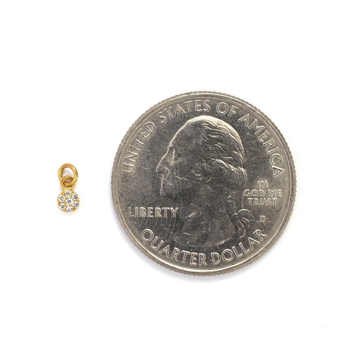 14K Solid Gold Diamond Charm 3mm – Overhead View