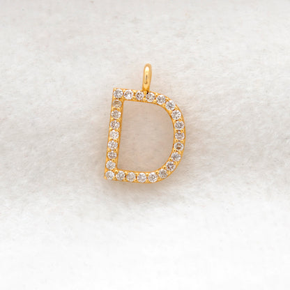 14K Solid Gold Diamond D Initial Charm – Overhead View