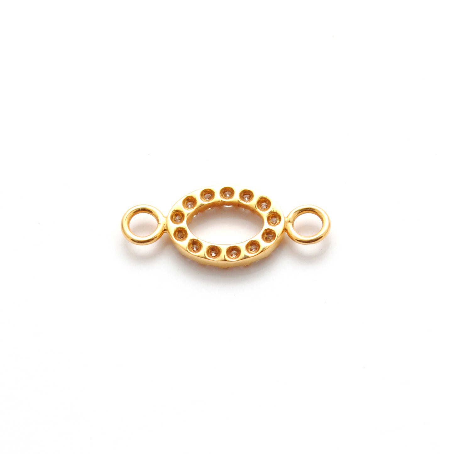 14K Solid Gold Diamond Double Loop Charm – Overhead View