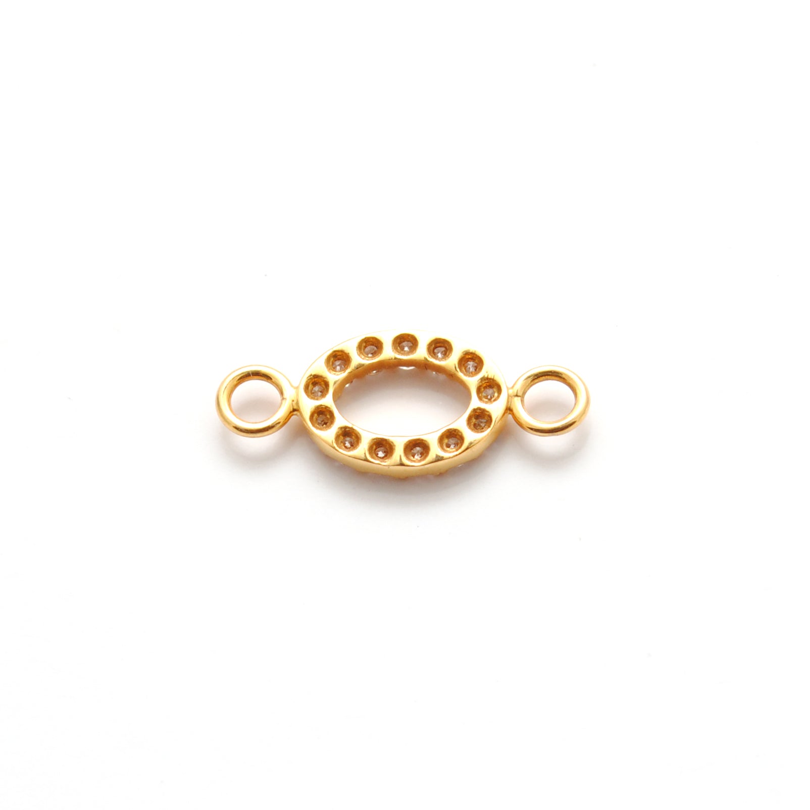 14K Solid Gold Diamond Double Loop Charm – Overhead View
