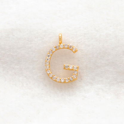 14K Solid Gold Diamond G Initial Charm – Overhead View