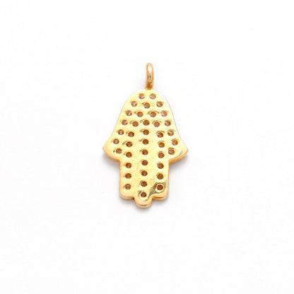 14K Solid Gold Diamond Hamsa Hand Charm 16mm – Overhead View
