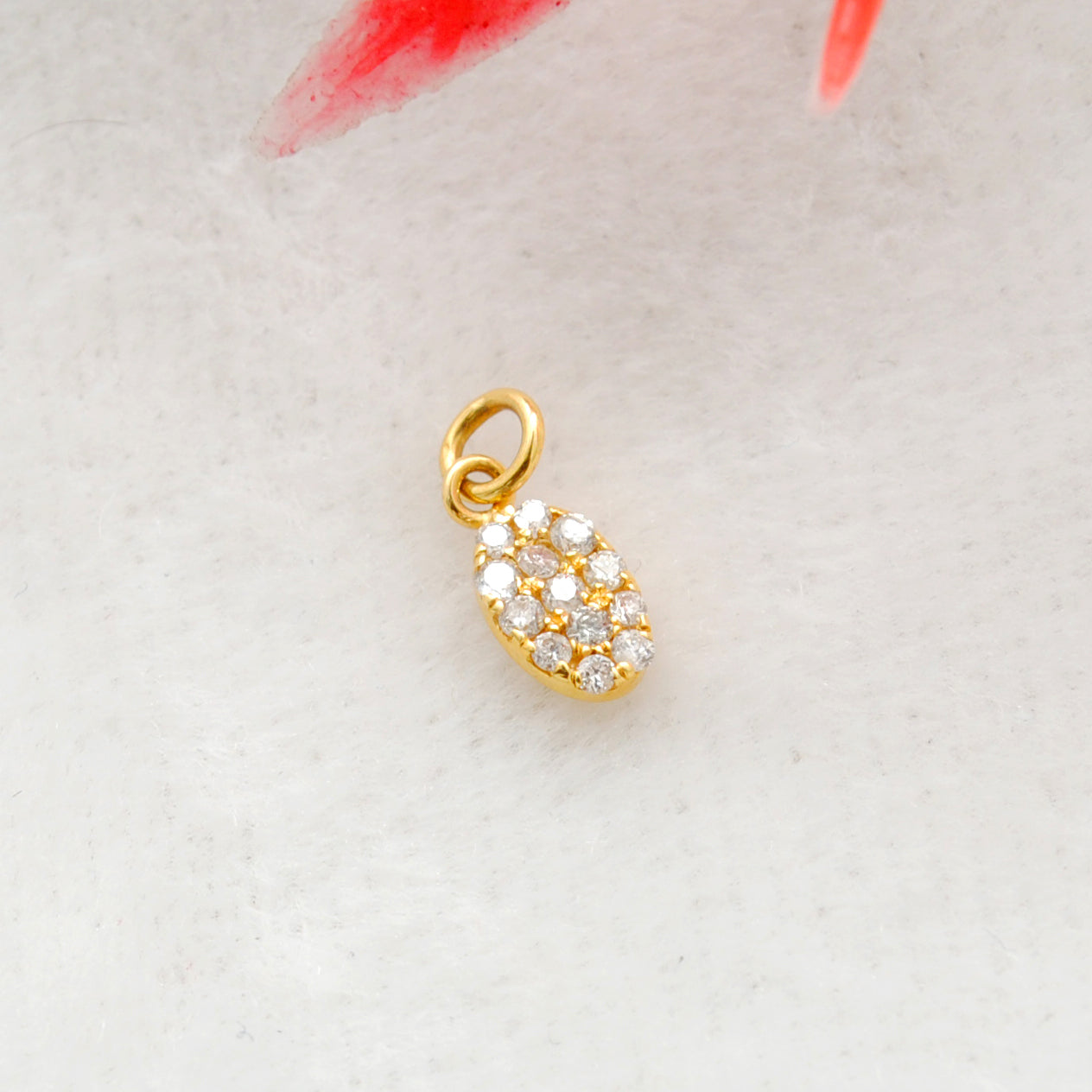 14K Solid Gold Diamond Minimal Charm – Overhead View
