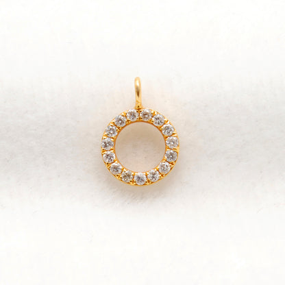 14K Solid Gold Diamond Round Disc Pendant – Overhead View