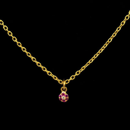 14K Solid Gold Diamond & Ruby Charm – Overhead View