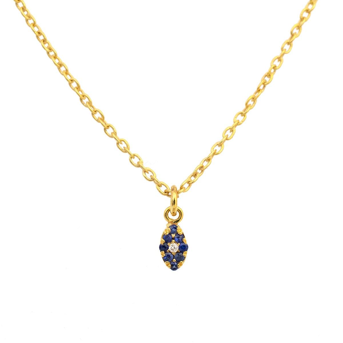 14K Solid Gold Diamond & Sapphire Charm – Overhead View
