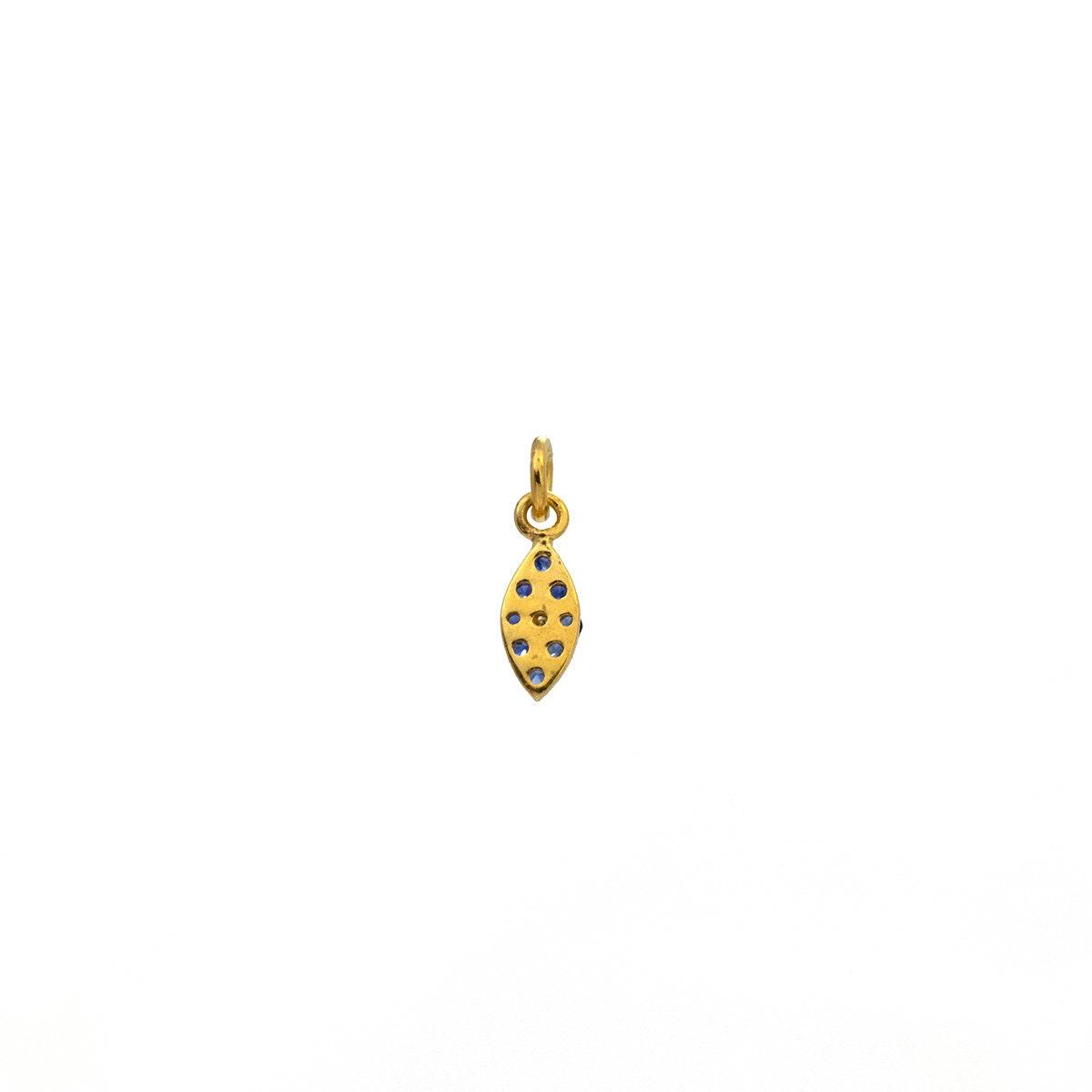 14K Solid Gold Diamond Sapphire Evil Eye Pendant – Overhead View