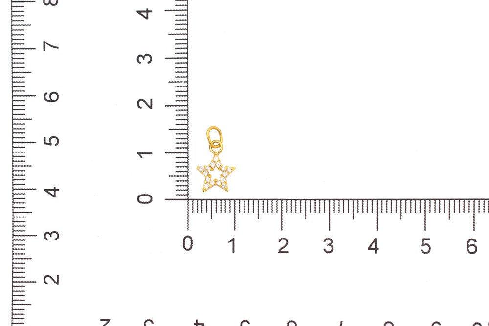 14K Solid Gold Diamond Star Charm – Overhead View