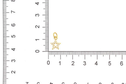 14K Solid Gold Diamond Star Charm – Overhead View