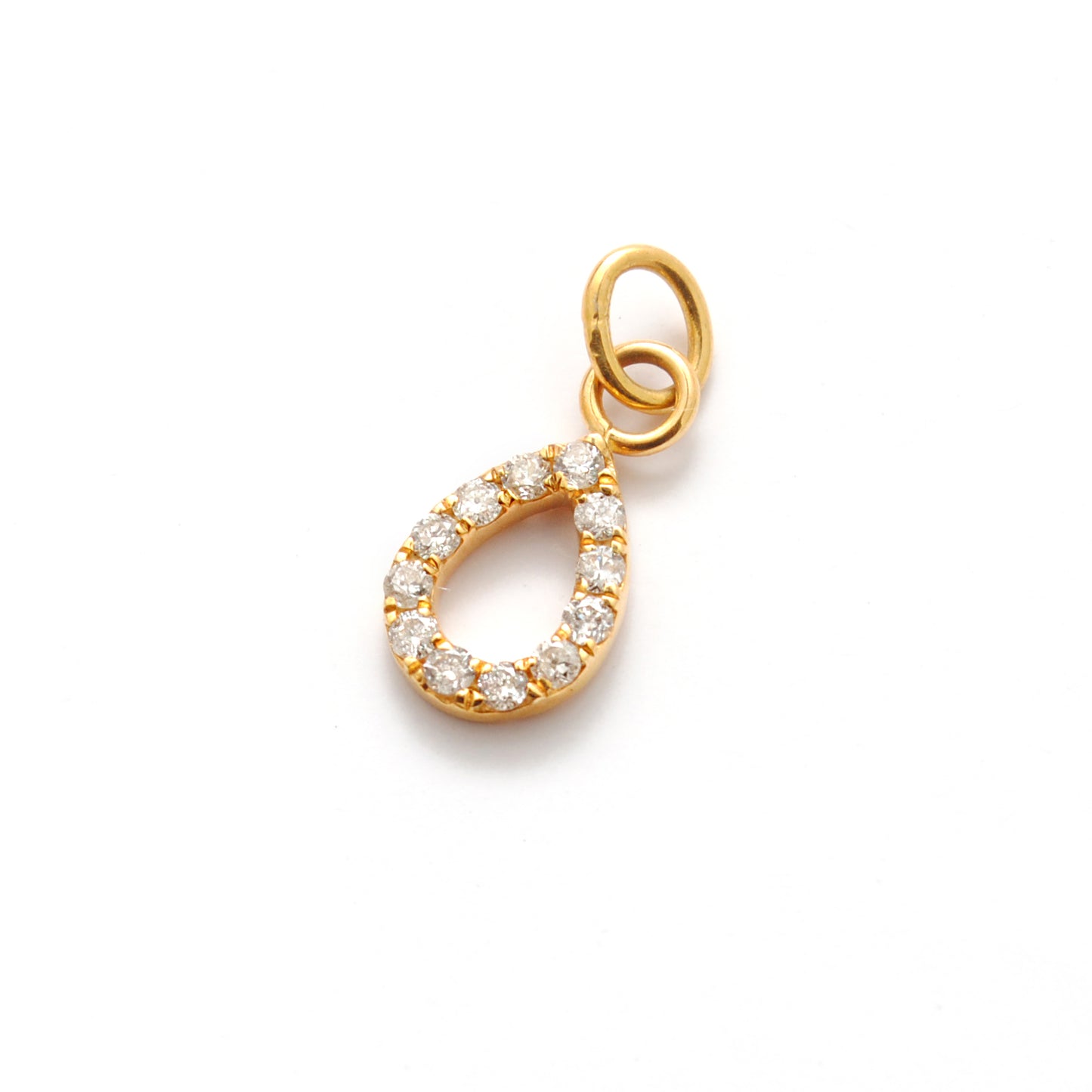 14K Solid Gold Diamond Teardrop Charm – Overhead View