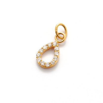 14K Solid Gold Diamond Teardrop Charm – Overhead View