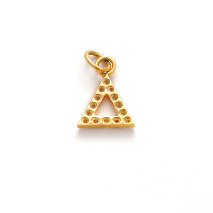 14K Solid Gold Diamond Triangle Charm – Overhead View