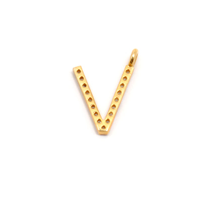 14K Solid Gold Diamond V Initial Charm – Bail Size Detail