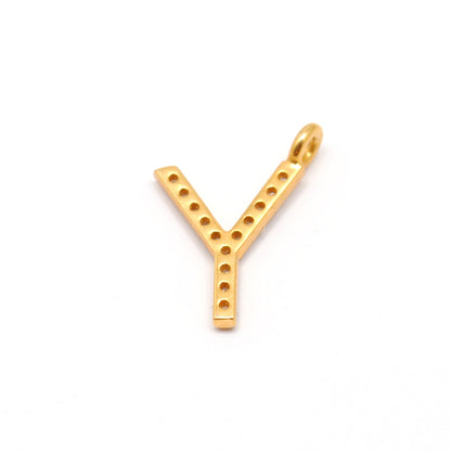 14K Solid Gold Diamond Y Initial Charm – Bail Size Detail