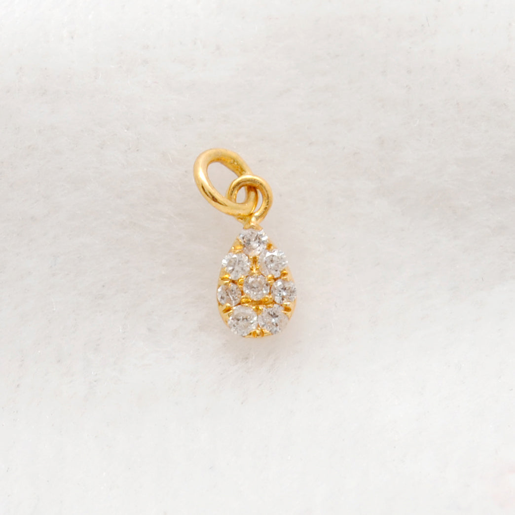 14K Solid Gold Minimalist Diamond Charm 5x3mm – Styled on Necklace