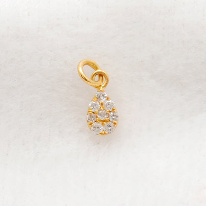 14K Solid Gold Minimalist Diamond Charm 5x3mm – Styled on Necklace