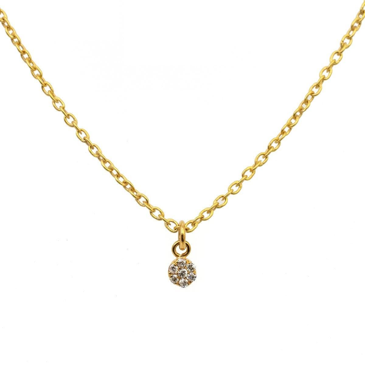 14K Solid Gold Pavé Diamond Charm Pendant 3mm – Front View
