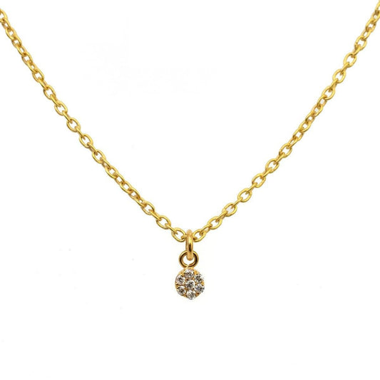 14K Solid Gold Pavé Diamond Charm Pendant 3mm – Front View