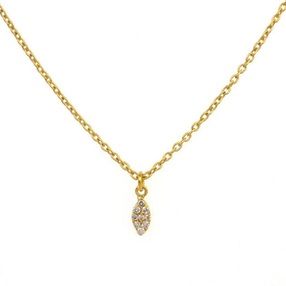 14K Solid Gold Pavé Diamond Charm Pendant 6x3mm – Front View