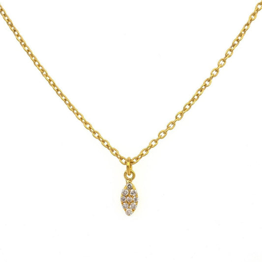 14K Solid Gold Pavé Diamond Charm Pendant 6x3mm – Front View