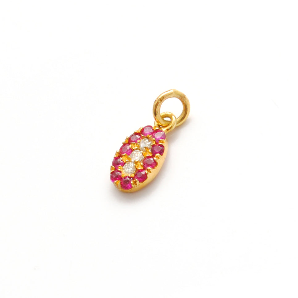 14K Solid Gold Ruby Oval Evil Eye Pendant – Overhead View