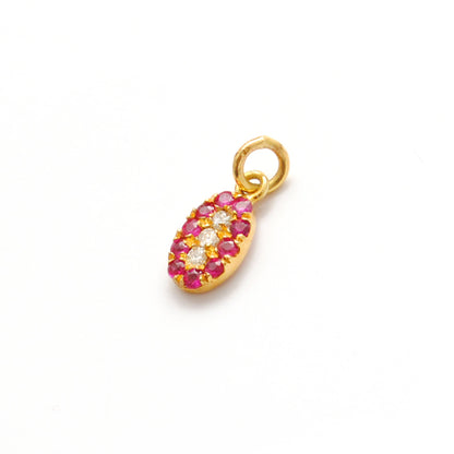 14K Solid Gold Ruby Oval Evil Eye Pendant – Overhead View