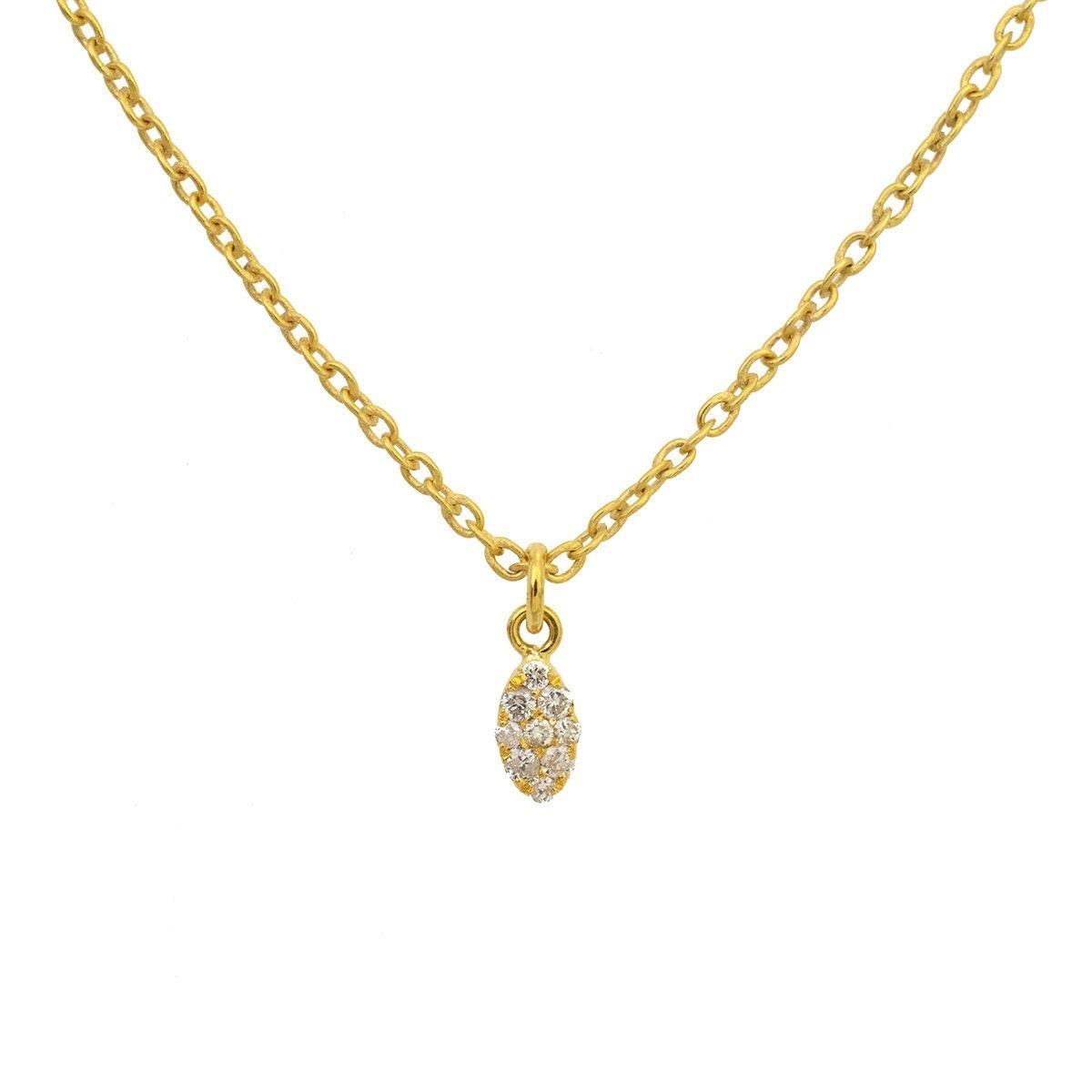 14K Solid Yellow Gold Pavé Diamond Charm Pendant – Front View