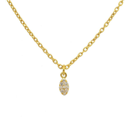 14K Solid Yellow Gold Pavé Diamond Charm Pendant – Front View