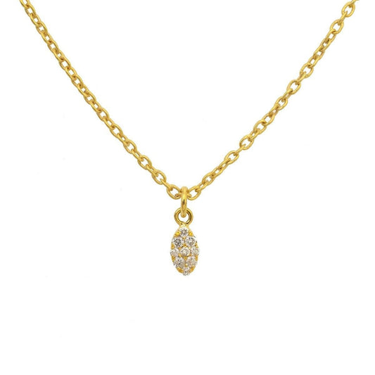 14K Solid Yellow Gold Pavé Diamond Charm Pendant – Front View