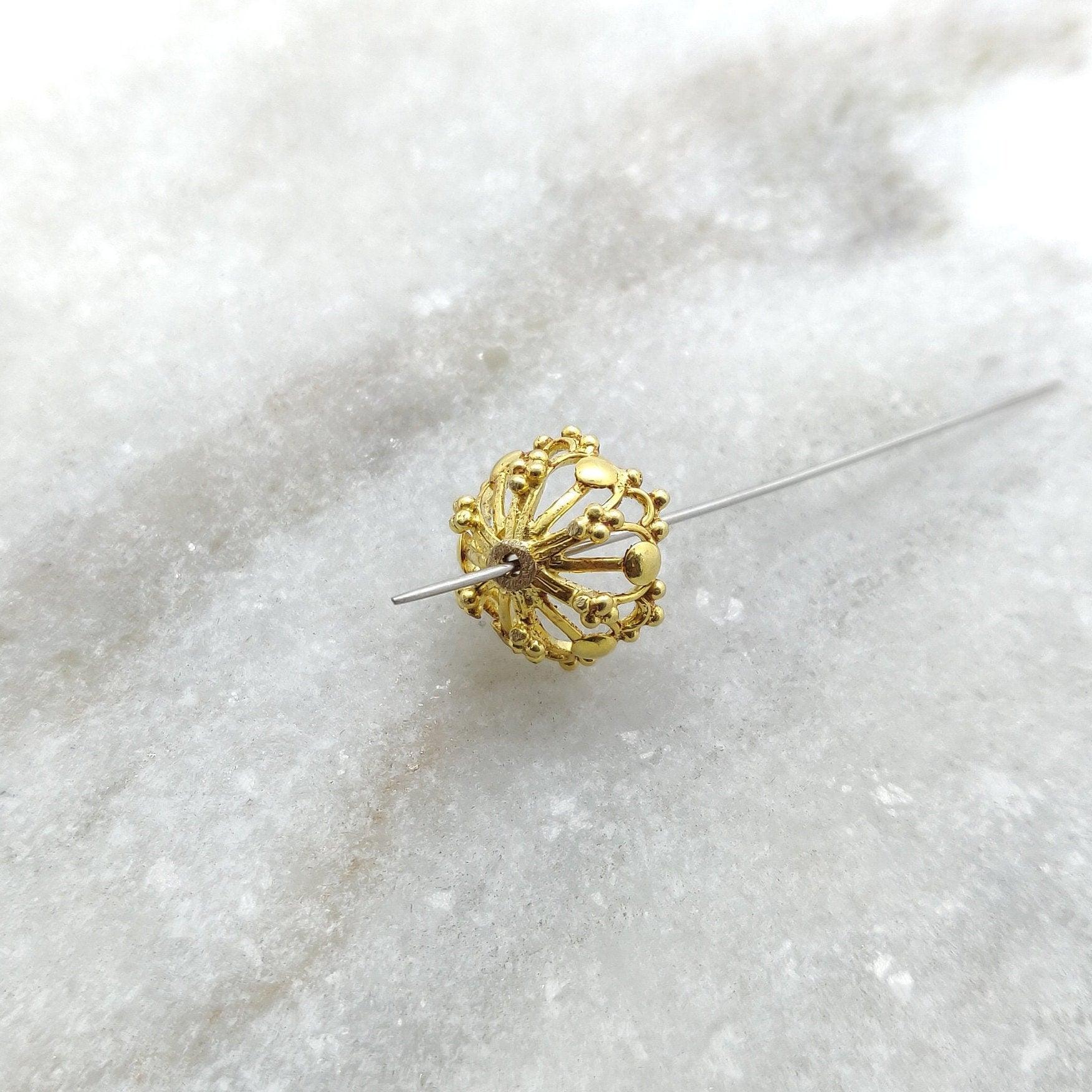 18K gold antique fancy spacer cap - ornate close-up detail
