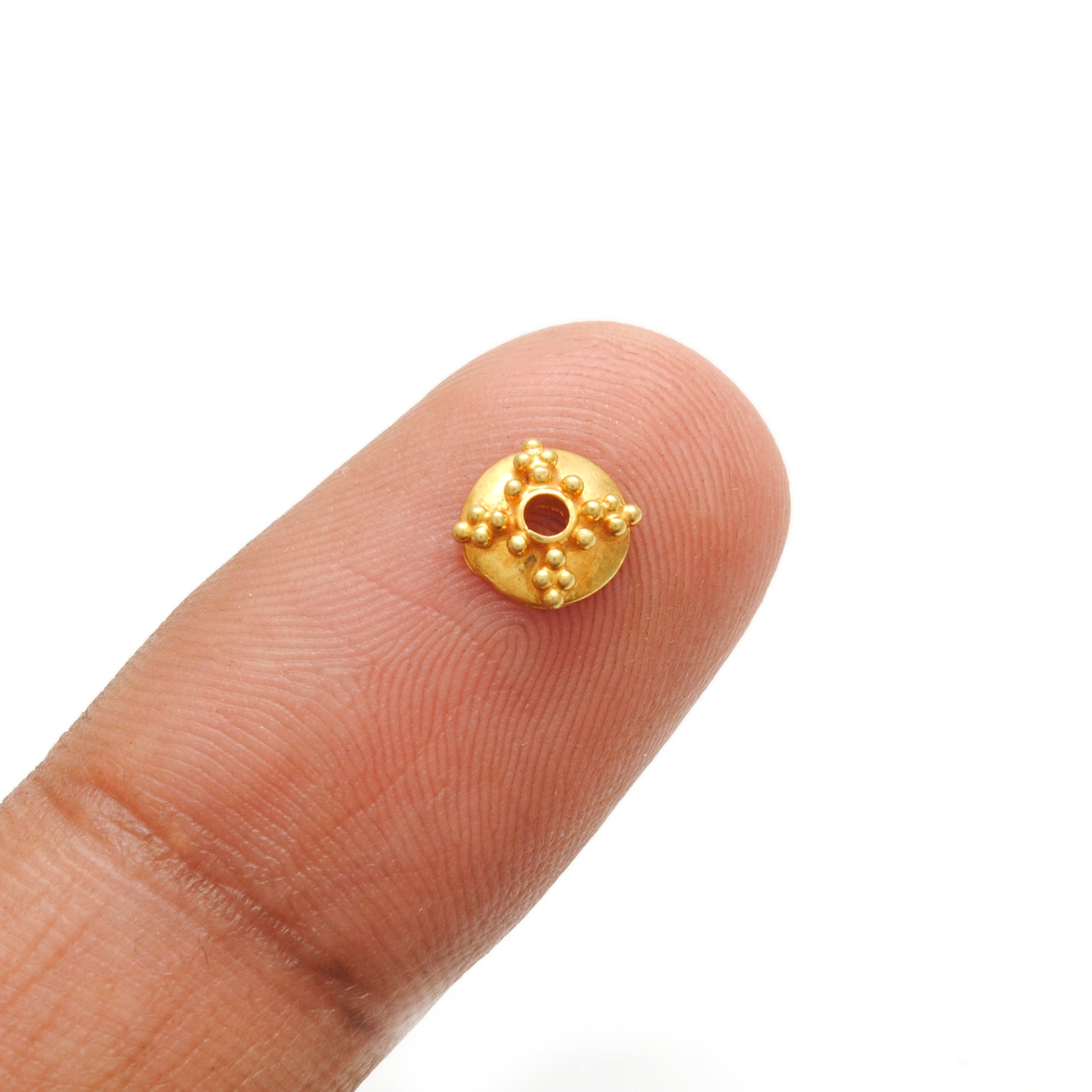18K gold bead cap 6mm DIY - side profile