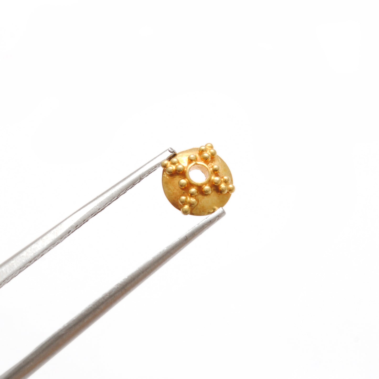 18K gold bead cap 6mm - styled on dainty necklace