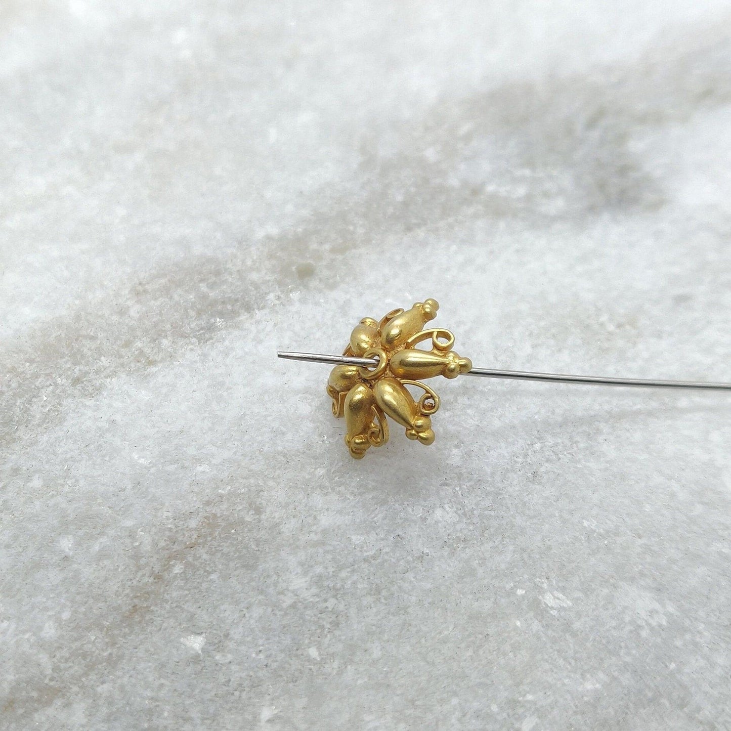18K gold bead cap spacer DIY - close-up detail