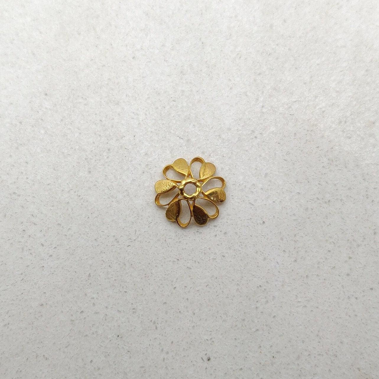 18K gold bead cap spacer DIY craft - overhead view Jaipur