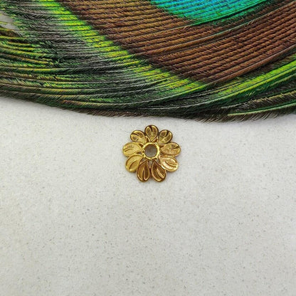 18K gold bead cap spacer finding 9x3mm DIY craft - front view