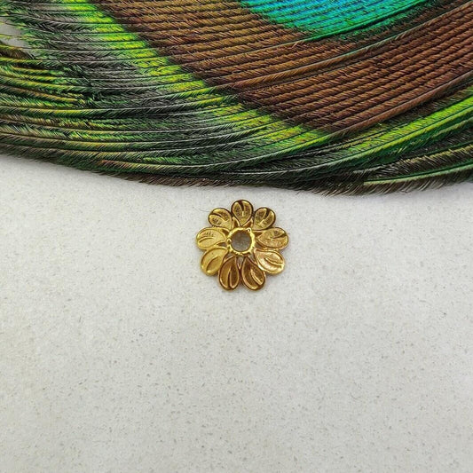 18K gold bead cap spacer finding 9x3mm DIY craft - front view