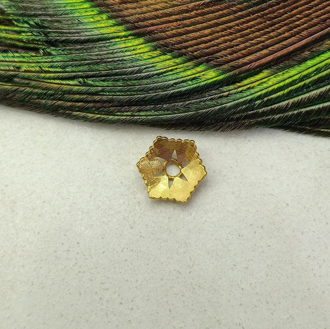 18K gold bead caps jewelry making - close-up detail