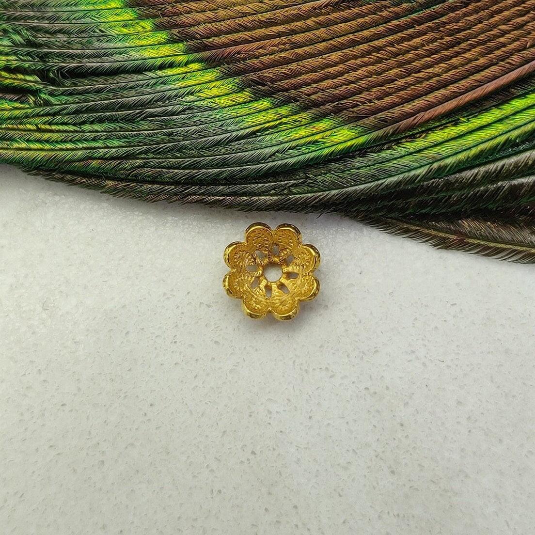 18K gold bead caps spacer craft close-up detail