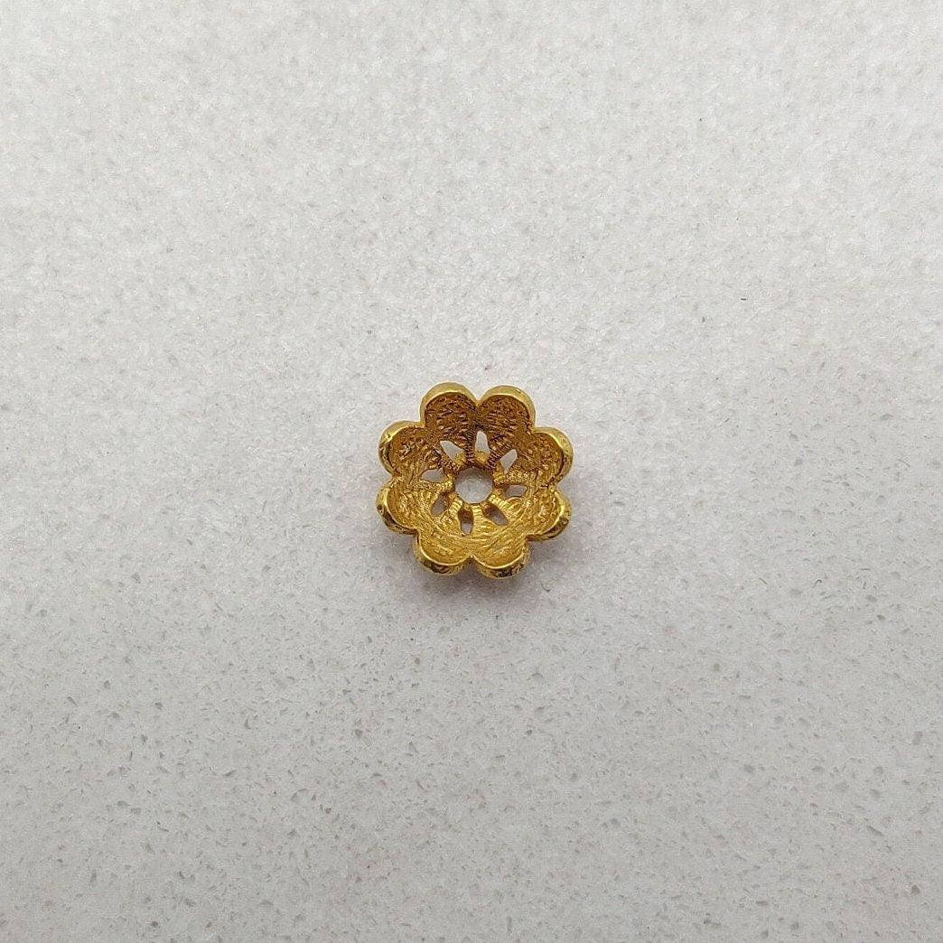 18K gold caps spacer jewelry craft overhead view