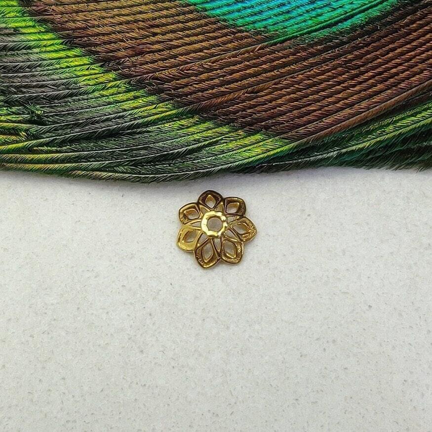 18K gold cap spacer bead for jewelry making findings craft - front view
