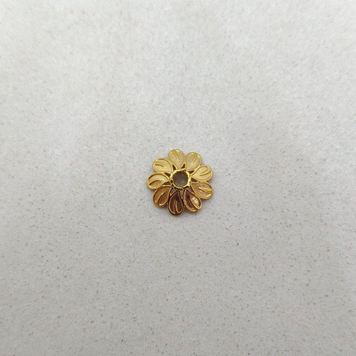 18K gold disc bead cap 9x3mm - side profile wide flat