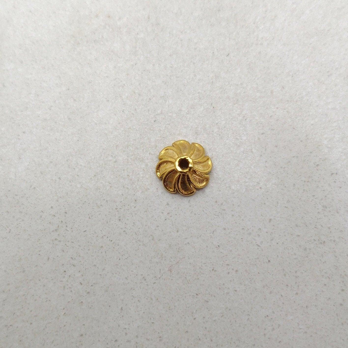 18K gold end bead cap 7mm - overhead view Jaipur