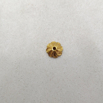 18K gold end bead cap 7mm - overhead view Jaipur