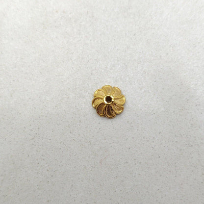 18K gold end bead cap 7mm styled on necklace termination