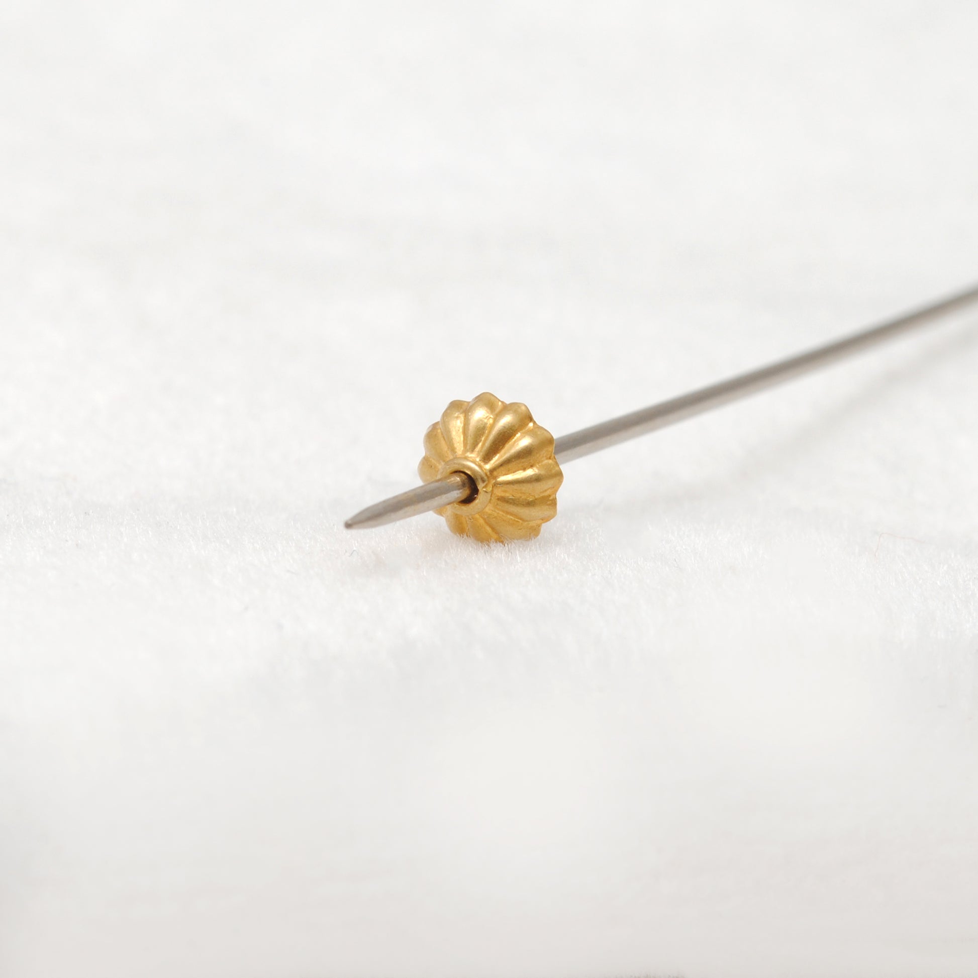 18K gold ending fancy spacer bead cap 6mm styled on dainty necklace