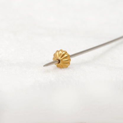 18K gold ending fancy spacer bead cap 6mm styled on dainty necklace