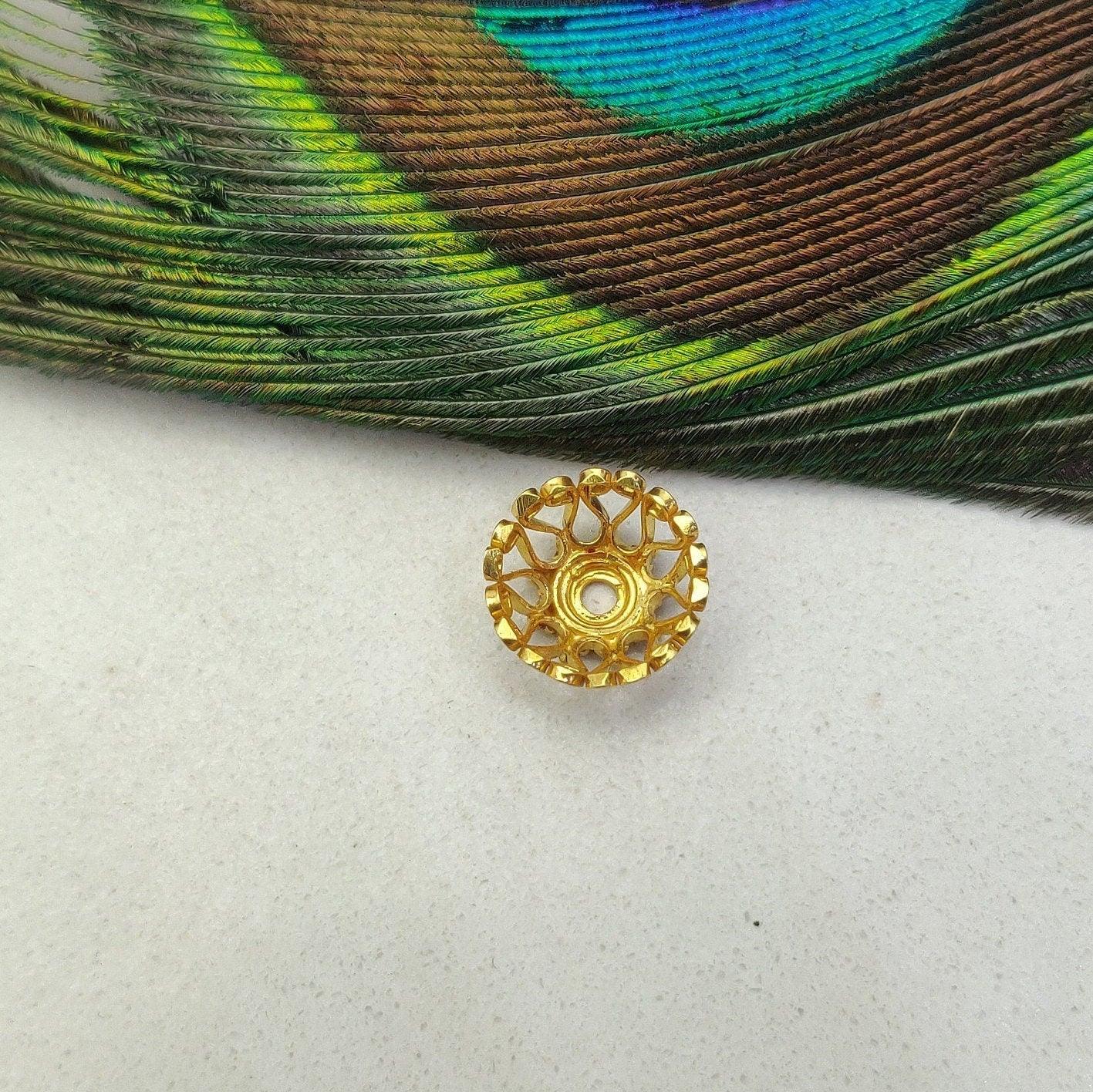 18K gold fancy bead cap 11mm - overhead view Jaipur