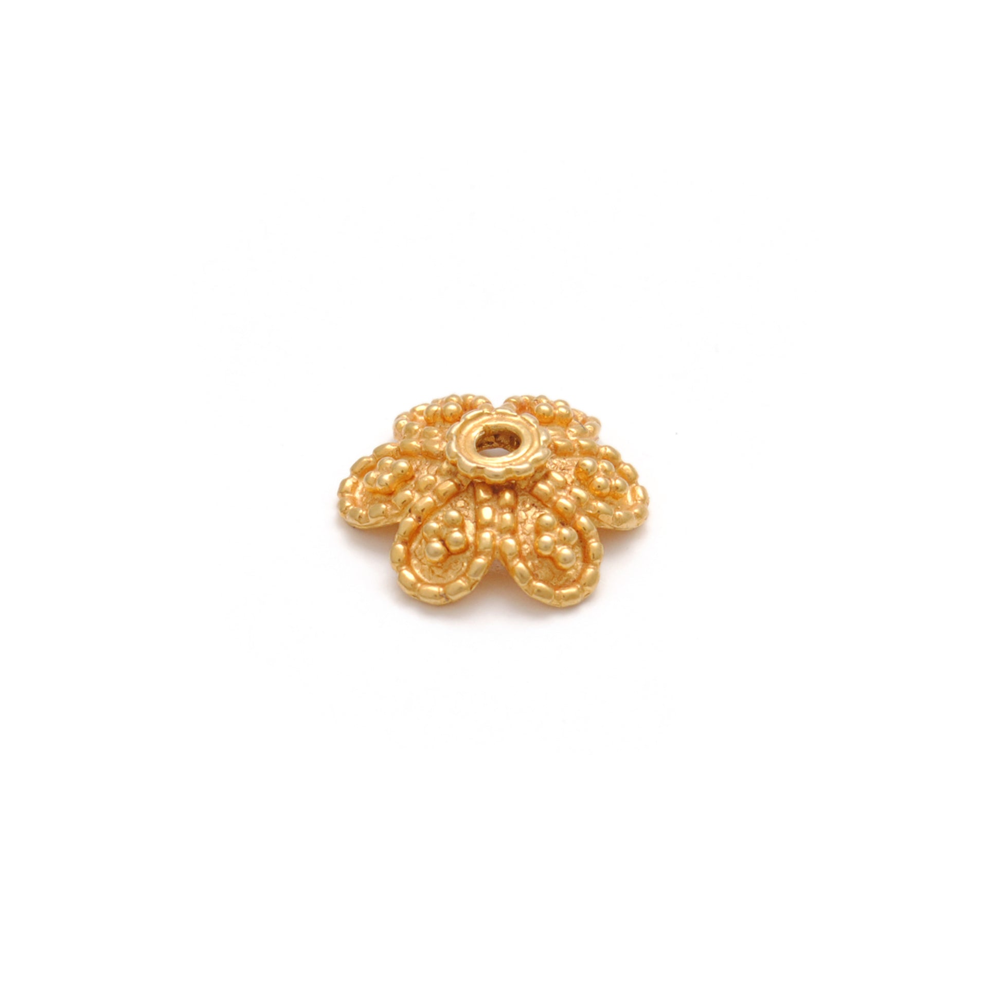 18K gold fancy floral bead cap spacer finding - front view